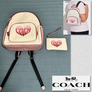Coach Court Backpack & Wristlet in Stripe Heart Motif